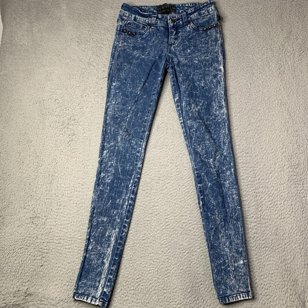 Hot Topic Tripp NYC Acid Wash Skinny Jeans Studded Size 1 Waist 25"